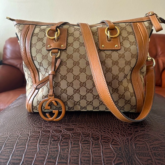 Authentic Gucci Tote Bag in GG Canvas Brown - Picture 1 of 14